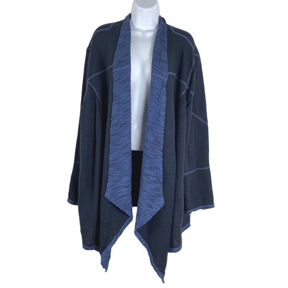 One World Reversible Open Cardigan Women's‎ 3X Blue Cotton Blend NWT CJ-1134 - Picture 6 of 15